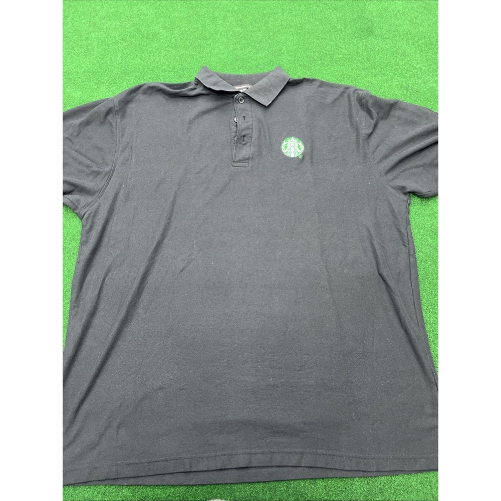 Starbucks Coffee Polo Shirt Men's Black Classic Logo Short Sleeve Size 3XL